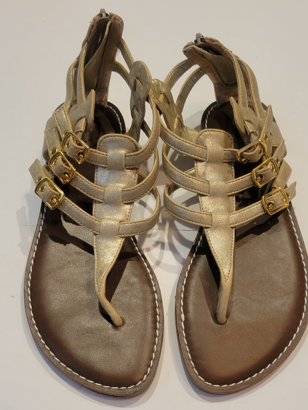 Decree Metallic Gold Multi-Strap Gladiator Sandals Never Worn